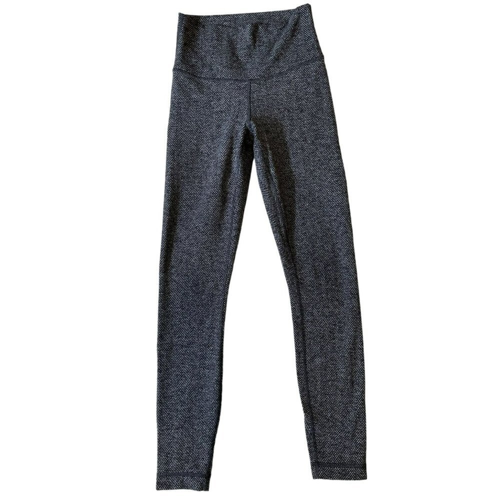 Lululemon High Time Pant High Rise 7/8 Length Black Herringbone Women's Size 4 - Picture 2 of 6